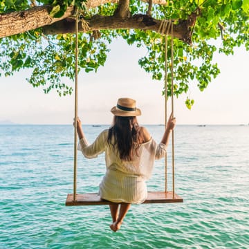 traveler woman relaxing swing above andaman sea railay beach krabi leisure tourist travel phuket scaled