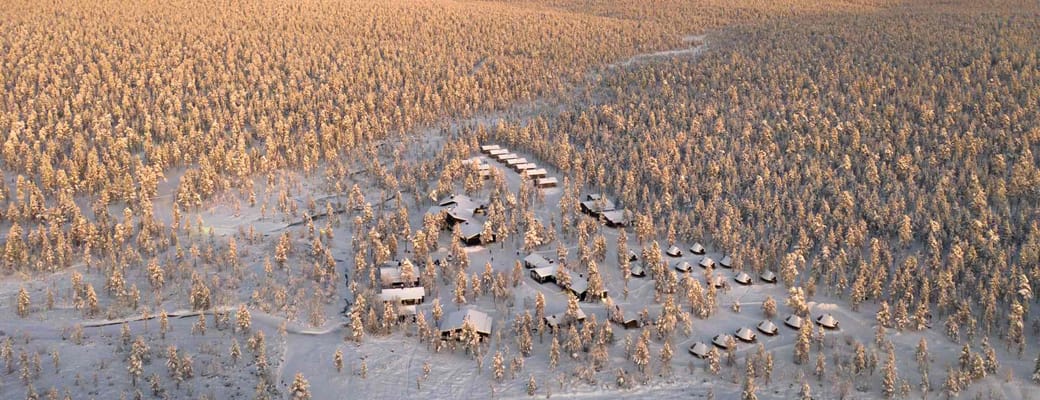 Finland, Finske Lapland, Moutka Wilderness Hotel, Efter&aring;r, Snelandskab, Tusm&oslash;rke