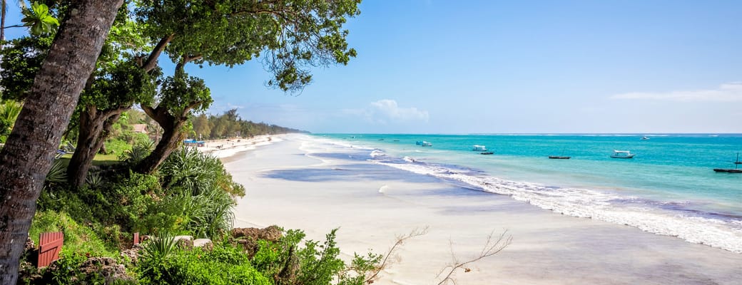 Udsigt over Diani Beach i Kenya