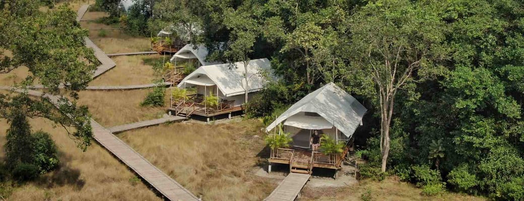 Cambodia, Cardamom Mountains, Cardamom Tented Camp, Luftfoto