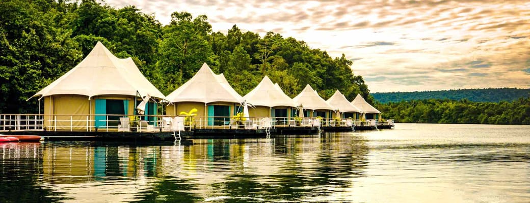 Cambodia, Tatai, 4 Rivers Floating Lodge, Morning View, Flod, Jungle