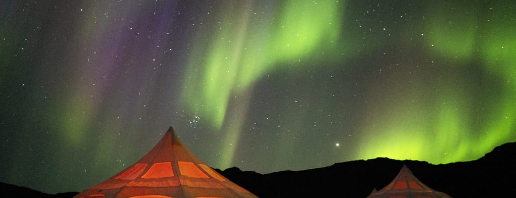 Gr&oslash;nland Camp Kangiusaq Nordlys