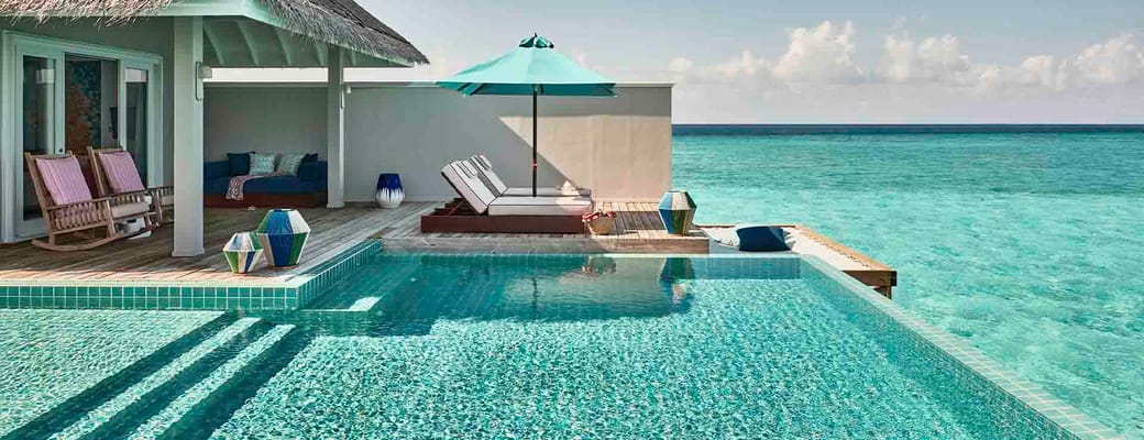 Rejser til Maldiverne, Finolhu Baa Atoll, Solterrasse i Villa Rockstar