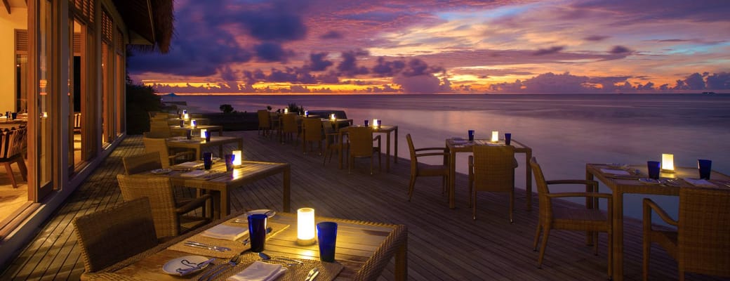 Solnedgang ved Spice Restaurant oblu maldiverne
