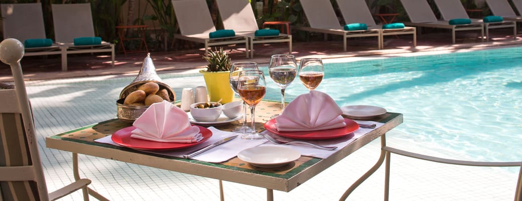 Marokko Marrakech Les Jardin Dela Medina Restaurant Pool