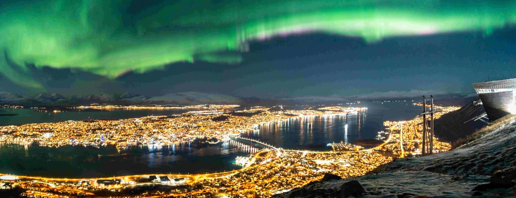 Troms&oslash; fjellheisen over tromsoe norwegian travel nordlys