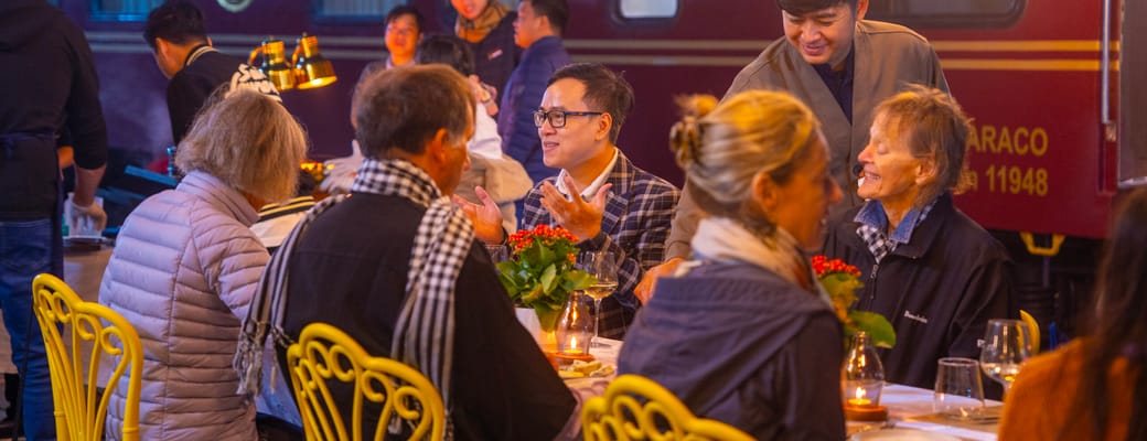 Vietnam sjourney luxury train dining outside trains scaled