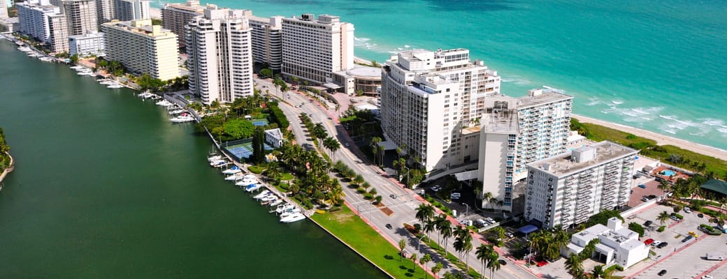 South Beach ved Miami, Florida, USA – afgangssted for transatlantisk krydstogt
