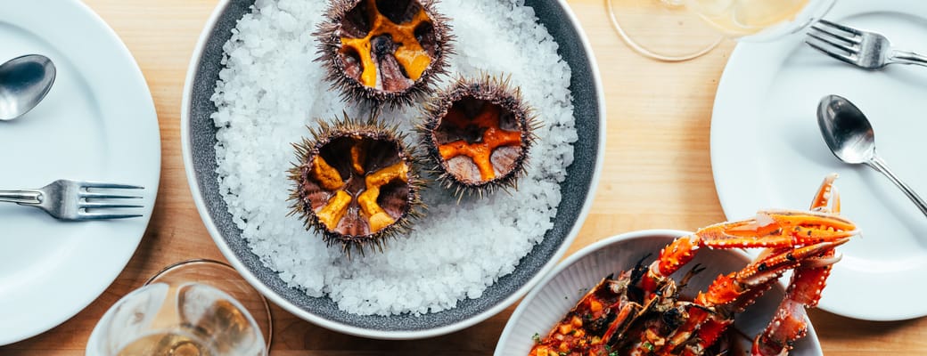 middag med søæpindsvin restaurant ROKS færøerne