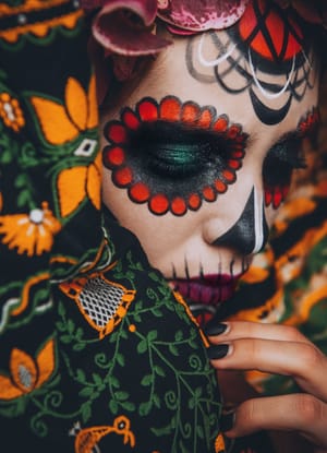 Closeup,Portrait,Of,Calavera,Catrina.,Young,Woman,With,Sugar,Skull