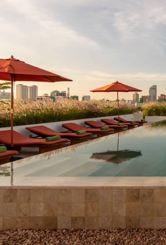 Cambodia, Phnom Penh, Penh House Hotel, View From Pool
