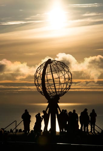 Solnedgang ved Nordkap, Norge