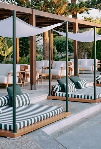 Grækenland, Kreta, Cretan Malia Park, cabanas ved poolen