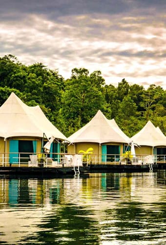 Cambodia, Tatai, 4 Rivers Floating Lodge, Morning View, Flod, Jungle