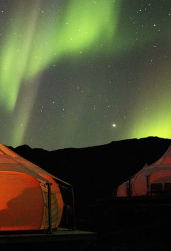 Gr&oslash;nland Camp Kangiusaq Nordlys