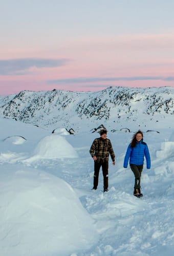 Gr&oslash;nland Iglo Lodge llulissat, Diskobugten Vinter, Snelandskab, Igloer