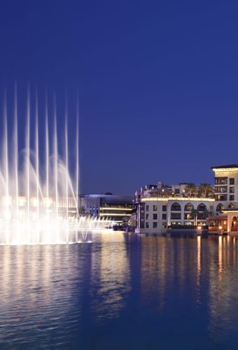 Dubai Palace Downtown And The Dubai Fontain Evening