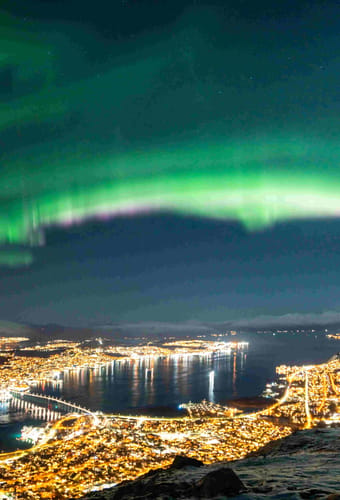 Troms&oslash; fjellheisen over tromsoe norwegian travel nordlys