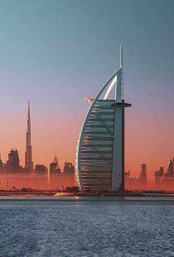 jumeirah i dubai i solnedgang