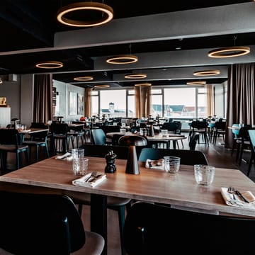 Gr&oslash;nland Ilulissat Hotel Hvide Falk, Restaurant M&oslash;rke Farver, Udsigt