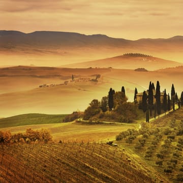 smukt landskab i efterårsfarver toscana italien