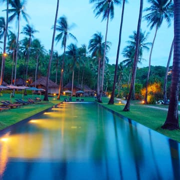 Thailand, Koh Tao, Haad Tien Beach Resort, Pool Aften