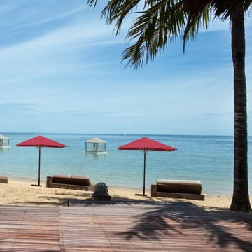 Indonesien Bali Sanur Puri Santrian, Beach Area, Strand Område Med Solsenge