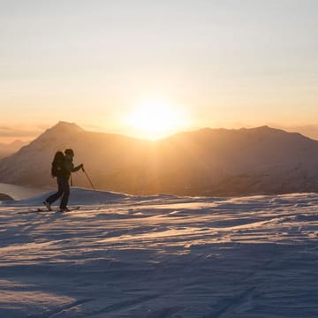 Norge Malangen day resort trapper-oplevelse sneskovanring solnedgang