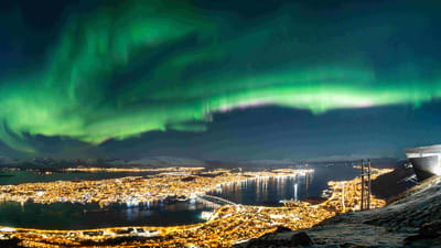 Troms&oslash; fjellheisen over tromsoe norwegian travel nordlys