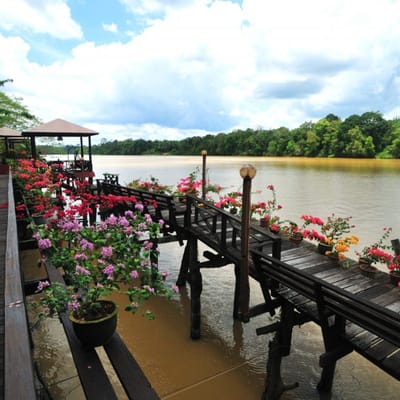 Malaysia, Borneo, Kinabatangan River Lodge, Aerial View