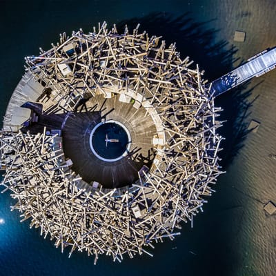 Sverige Lapland Arctic Bath Main Building Drone