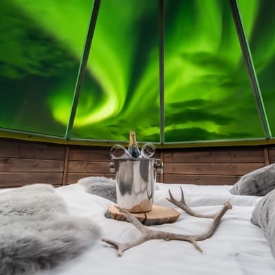 finland Lapland inari wilderness aurora cabin northern light scaled hotel