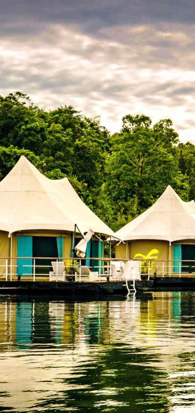 Cambodia, Tatai, 4 Rivers Floating Lodge, Morning View, Flod, Jungle