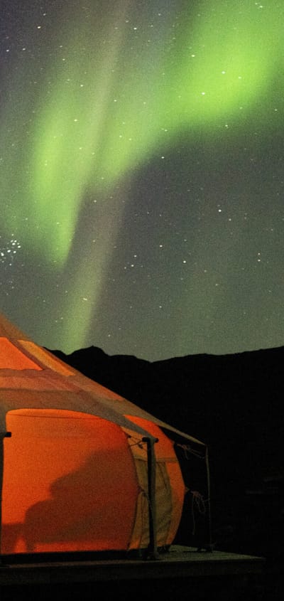 Gr&oslash;nland Camp Kangiusaq Nordlys