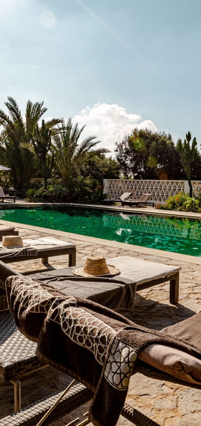 Marokko Agadir Villablanche Pool Sunchairs