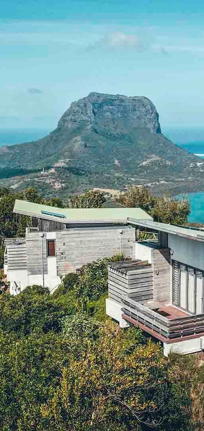 Rejser til Mauritius, Chalets Chamarel, Udsigt til Le Morne halvøen