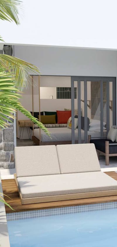 Rejse til Mauritius, Sunrise Attitude, Couple Swim-up værelse med solseng