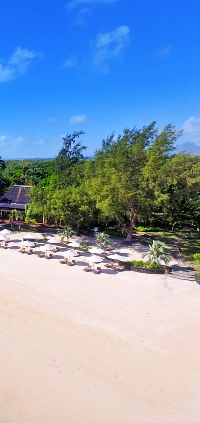 Stranden ved The Residence p&aring; Mauritius