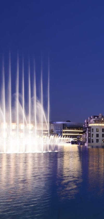Dubai Palace Downtown And The Dubai Fontain Evening