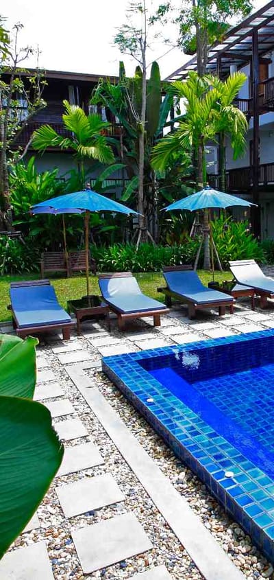 Thailand, Chiang Mai, Banthai Village, Pool Area