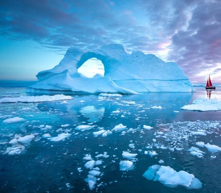 Ilulissat groenland diskobugt roed baad