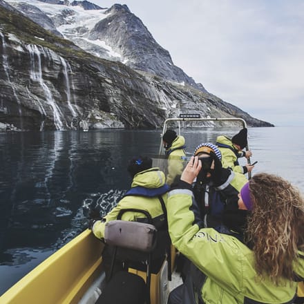 Gr&oslash;nland nuuk water taxi stopping waterfall. photo peter lindstrom greenland scaled