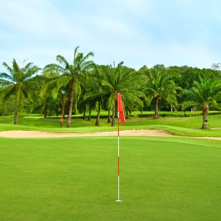 golfbane med palmer i baggrunden hua hin thailand