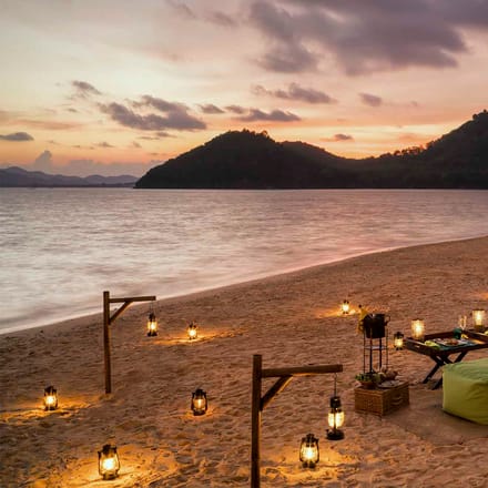 Thailand, Koh Yao Noi, Six Senses Yao Noi, Solnedgang Barbecue