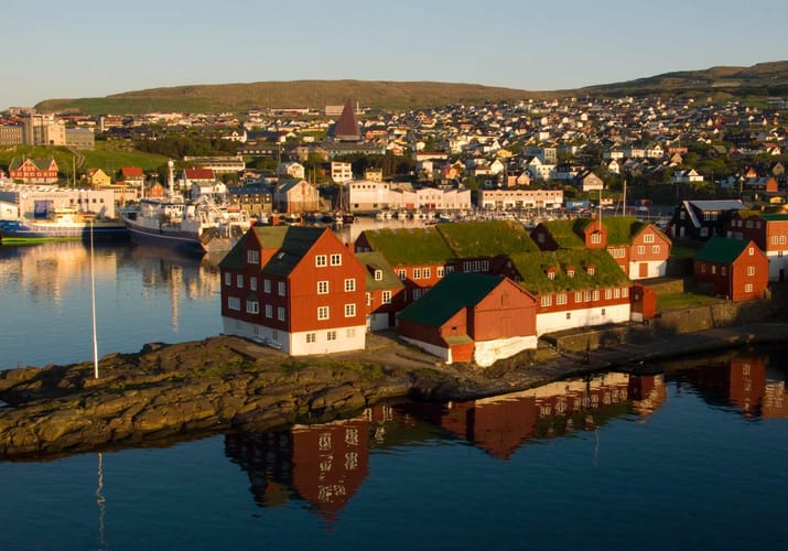faeroerne torshavn arial view