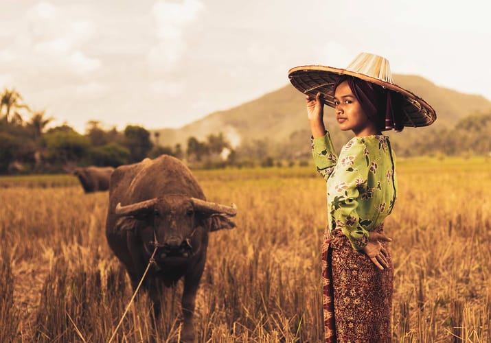 Indonesien sumatra minangkabau kvinde staar mark ved boeffel pxa p&aring;