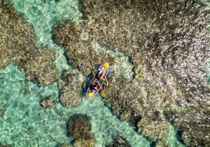 Reunion Saint Gilles Gennemsigtig Kayak Set Fra Luften