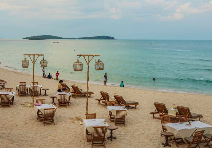 Thailand, Koh Samui, Banana Fan Sea Resort, Middag Stranden