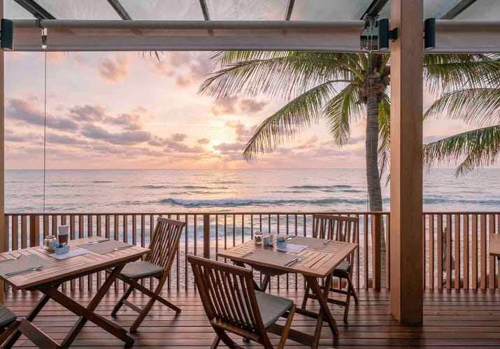 Thailand, Koh Samui, Banana Fan Sea Resort, Restaurant Solopgang