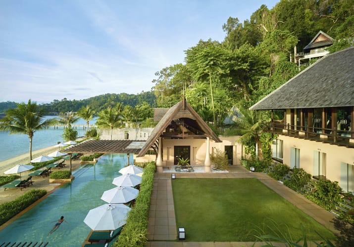 Malaysia Borneo gaya island overview pool scaled resort